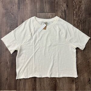 PINK Victoria's Secret Cropped Cotton  TShirt Women's Sz S Off White - Yellowish